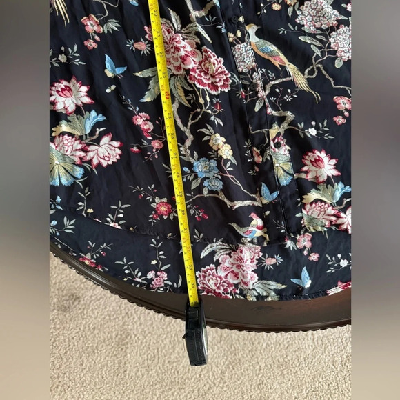 H&M by GP & J Baker Black floral bird print Tunic Shift Dress Size 2 Button Down - Picture 10 of 13